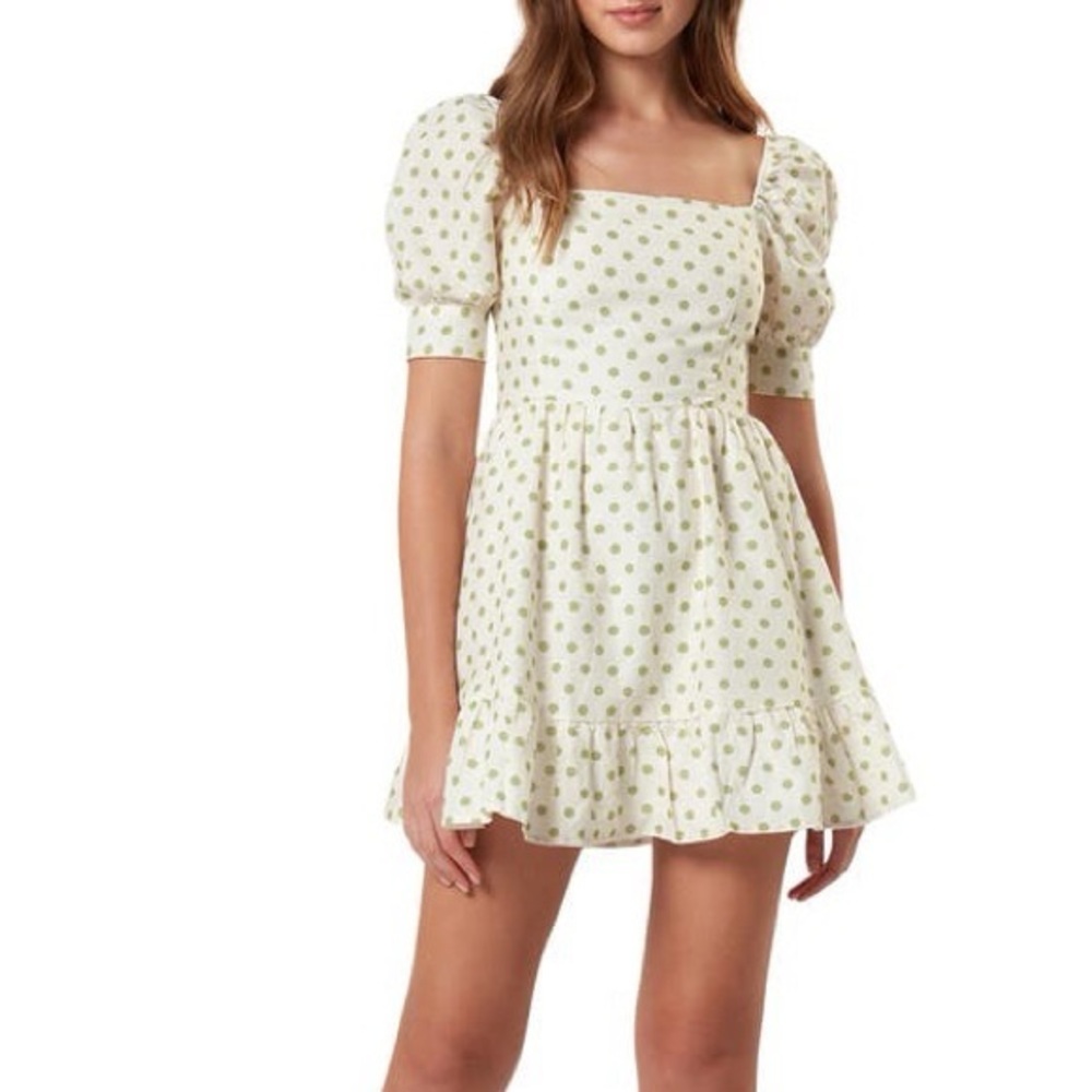 Charlie Holiday Cream Polka Dot Mini Dress